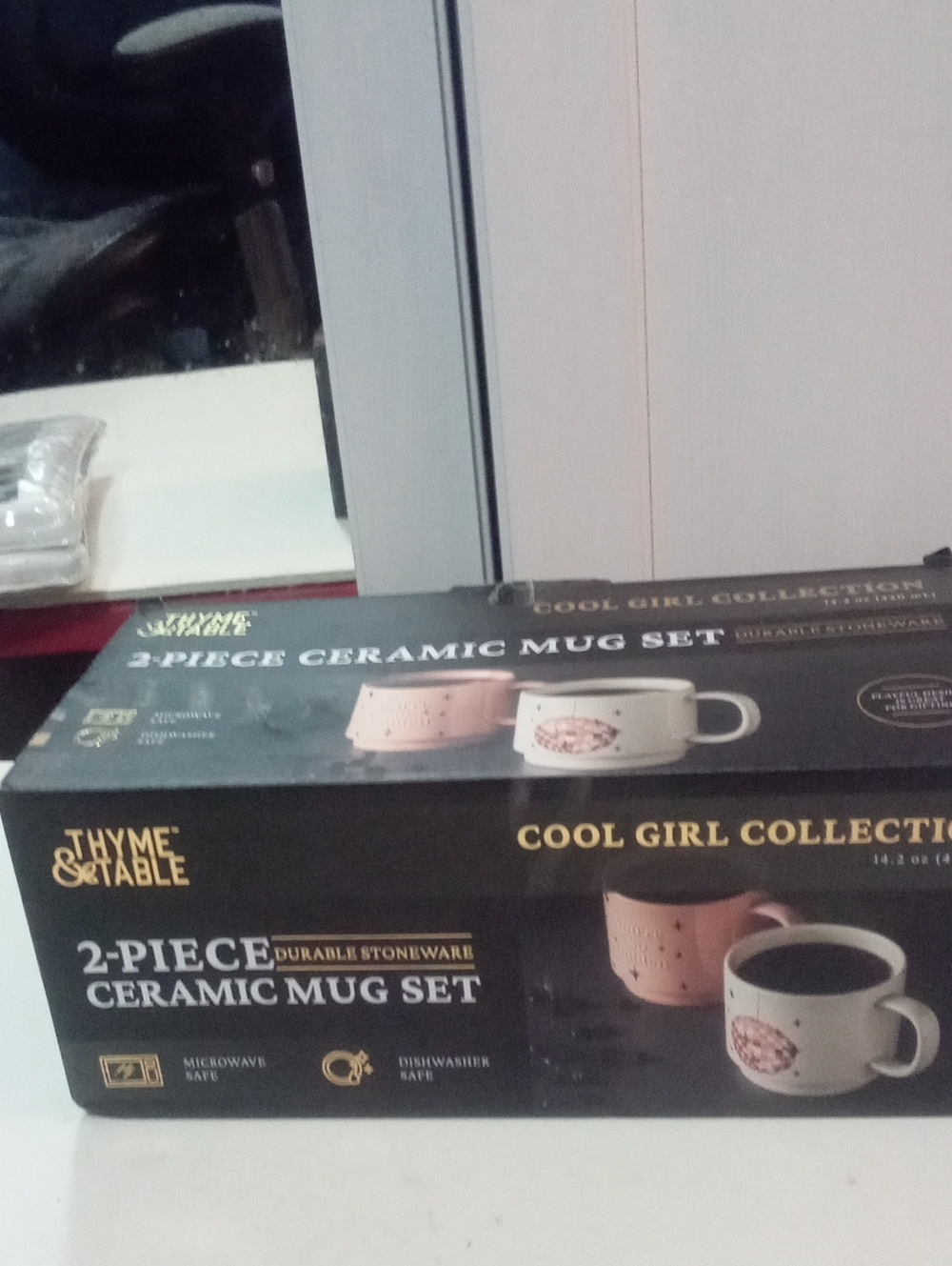 Thyme & Table Cool Girl Collection 2-Piece Ceramic Mug Set - Pink & White